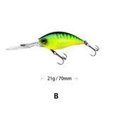 70mm 22g Crankbait Long Lip Fishing Lure Floating Bionic Wobbler Crank Bait Artificial Lure Hard Bait 3D Eyes Minnow Bass Bait